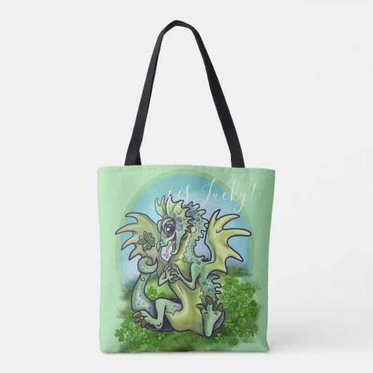 Ik ben Lucky. Lil' Dragon Shamrock Tote Bag (Achterkant)