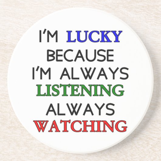 Ik ben Lucky Zandsteen Onderzetter (Voorkant)