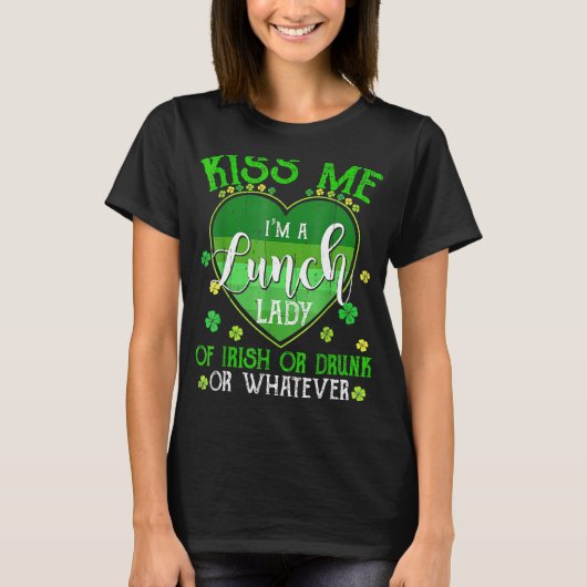 Ik ben Lunch Lady Funny St Patrick Day Retro T-shirt (Voorkant)