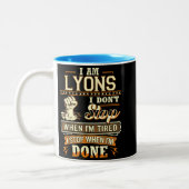 Ik ben Lyons. Ik Stop Niet Als Ik Moe Ben Tweekleurige Koffiemok (Links)