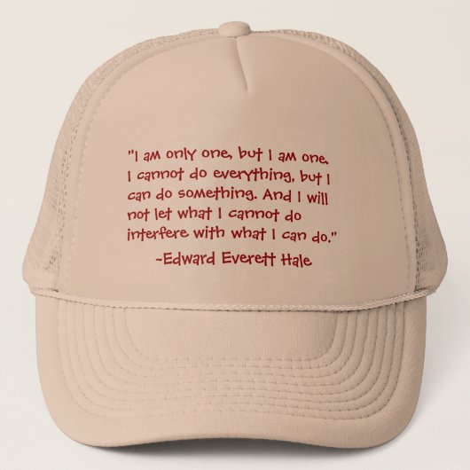 "IK BEN MAAR ÉÉN..." BEROEMDE QUOTE, TRUCKER HAT PET (Voorkant)