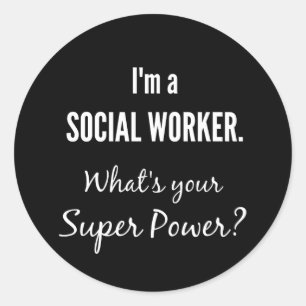 Ik ben maatschappelijk werker. Wat is jouw superkr Ronde Sticker