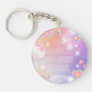 Ik ben Magnetisch, Motiverend, Inspirerend, Roze Sleutelhanger