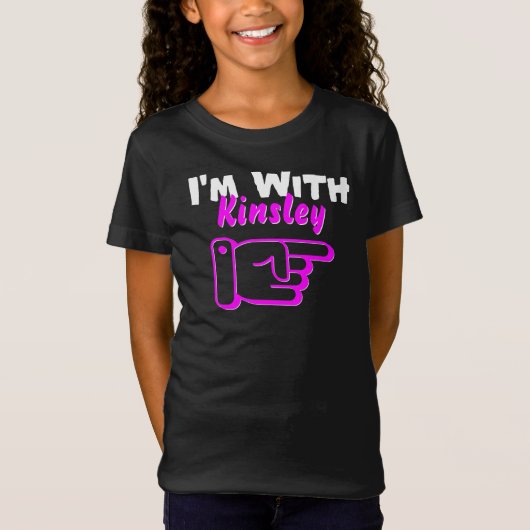 Ik ben met aangepaste naam die links-cute-meisjes t-shirt (Voorkant)