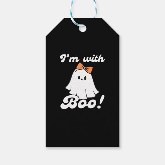 Ik ben met Boo Funny Retro Stijl Cadeaulabel (Voorkant)