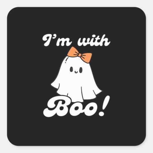 Ik Ben Met Boo Grappige Retro Stijl Vierkante Sticker (Voorkant)