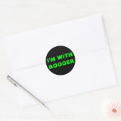 IK BEN MET BOOGER RONDE STICKER (Envelop)