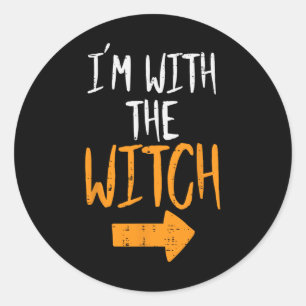 Ik ben met de heks grappige halloween overeenkomen ronde sticker