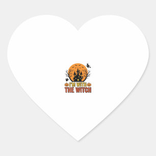 Ik Ben Met De Heks Vintage Halloween Kasteel Desig Hart Sticker