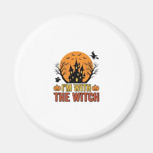 Ik Ben Met De Heks Vintage Halloween Kasteel Desig Magneet