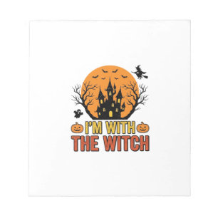 Ik Ben Met De Heks Vintage Halloween Kasteel Desig Notitieblok