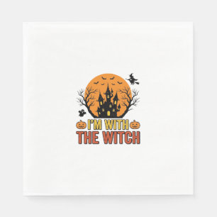 Ik Ben Met De Heks Vintage Halloween Kasteel Desig Servet