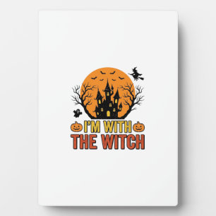 Ik Ben Met De Heks Vintage Halloween Kasteel Ontwe Fotoplaat