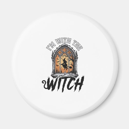 Ik Ben Met De Heks Vintage Halloween Magneet (Voorkant)