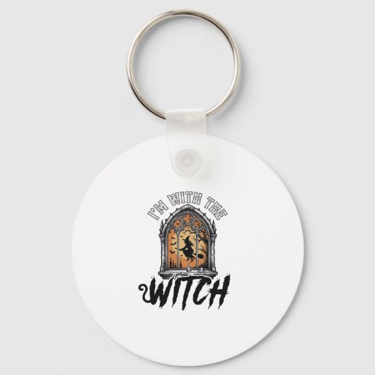 Ik Ben Met De Heks Vintage Halloween Sleutelhanger (Voorkant)