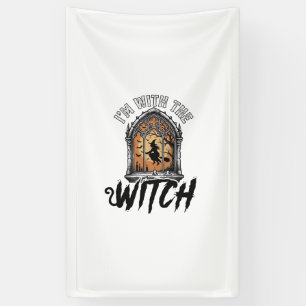 Ik Ben Met De Heks Vintage Halloween Spandoek