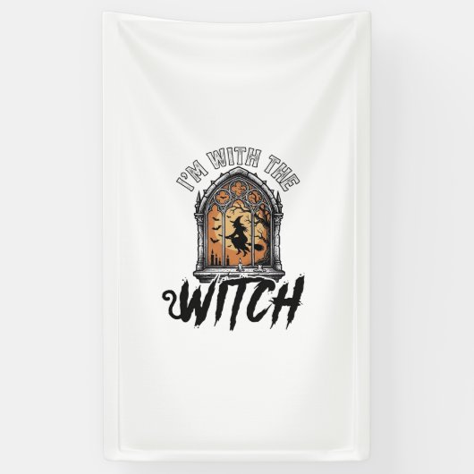 Ik Ben Met De Heks Vintage Halloween Spandoek (Verticaal)