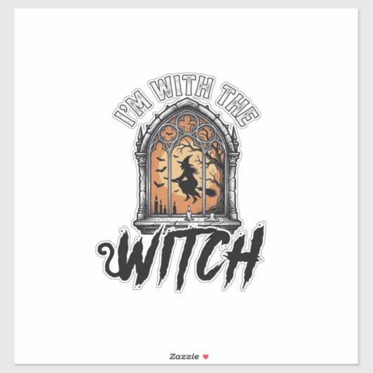 Ik Ben Met De Heks Vintage Halloween Sticker (Vel)