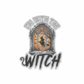 Ik Ben Met De Heks Vintage Halloween Sticker (Voorkant)