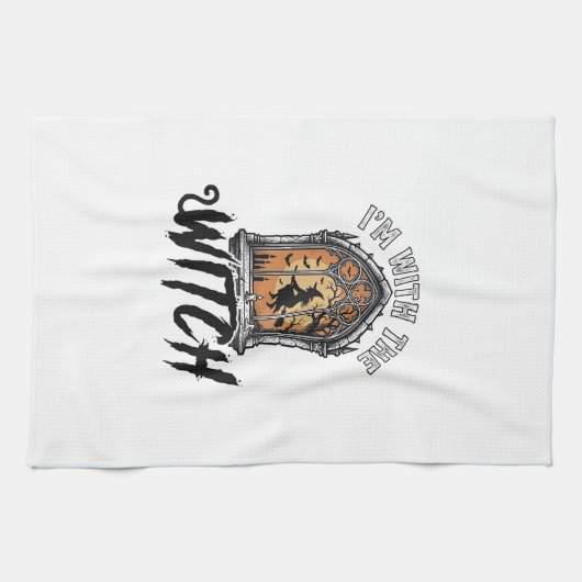 Ik Ben Met De Heks Vintage Halloween Theedoek (Horizontaal)