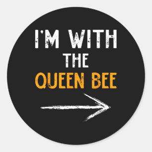 Ik Ben Met De Koningin Bee Kostuum Halloween Koppe Ronde Sticker