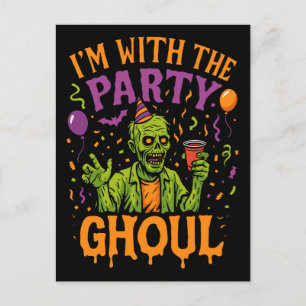 Ik ben met de partij Ghoul, Halloween kostuum Feestdagenkaart