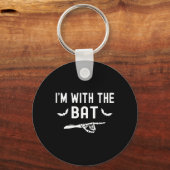 Ik ben met de T Funny Skeleton Halloween Matching Sleutelhanger (Voorkant)