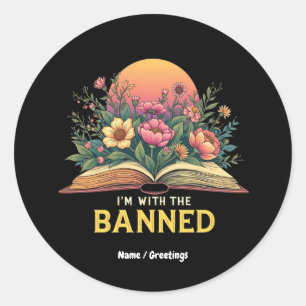 Ik ben met de verboden boekenwurm grappig boek min ronde sticker