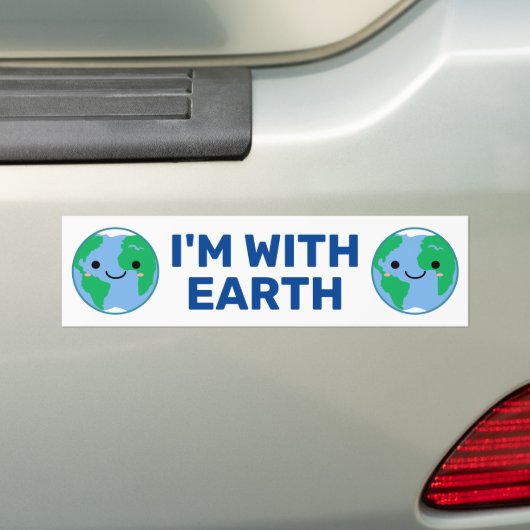 Ik ben met Earth Pro Planet Bumpersticker (Op auto)