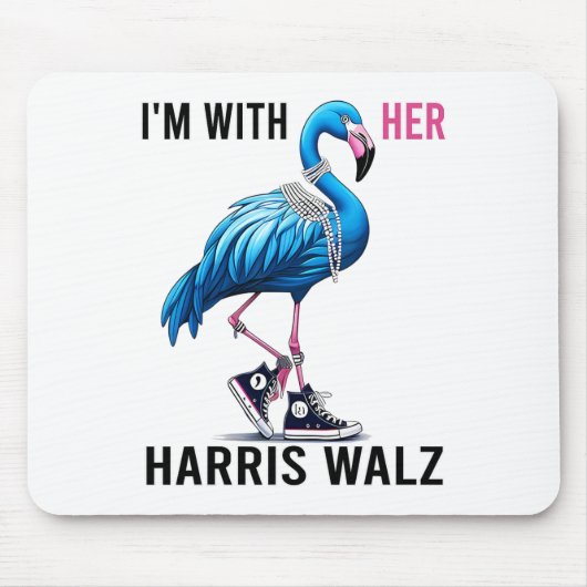 Ik ben met haar Harris een flamingo stem blauw Muismat (Voorkant)