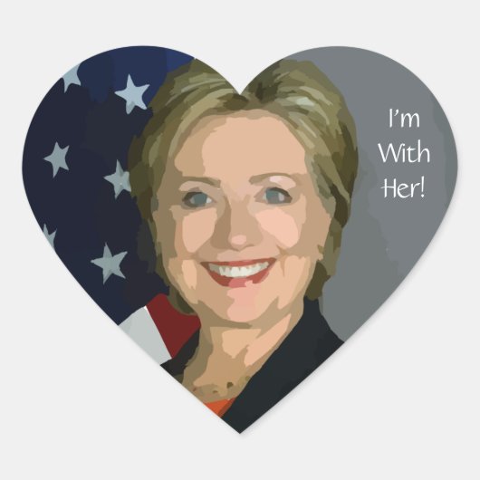 Ik ben met haar hartvormige Hillary Stickers (Voorkant)