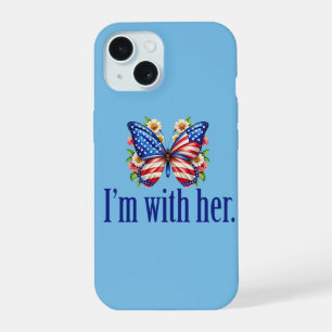 Ik Ben Met Haar Kamala Blauwe Vlinder iPhone 15 Case