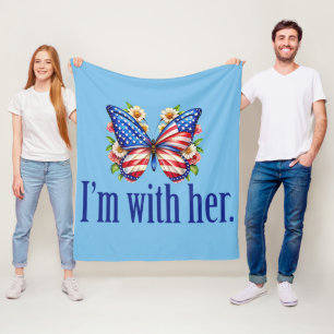 Ik ben met haar Kamala Blue Butterfly Fleece Deken