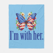 Ik ben met haar Kamala Blue Butterfly Fleece Deken (Voorkant)
