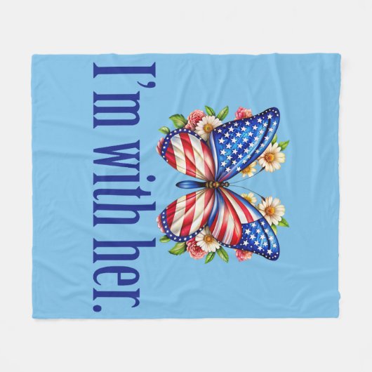 Ik ben met haar Kamala Blue Butterfly Fleece Deken (Voorkant (Horizontaal))