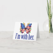 Ik ben met haar Kamala Harris Schattigee Butterfly Kaart (Voorkant)