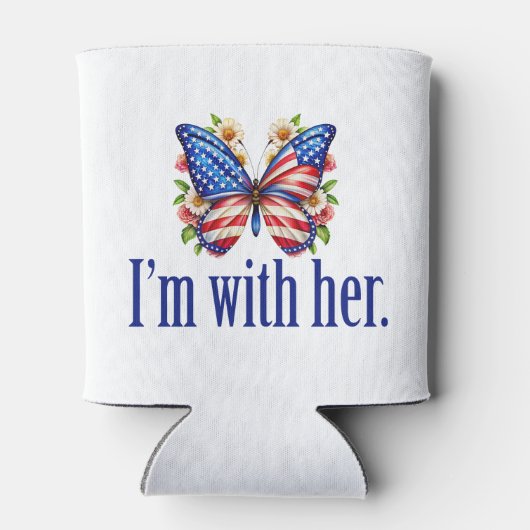 Ik ben met haar Kamala Harris voor President vlind Blikjeskoeler (Achterkant)