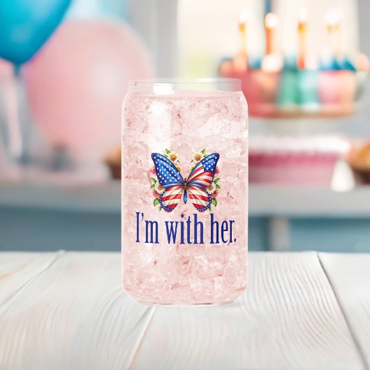 Ik ben met haar Kamala Harris voor President vlind Blikvorm Glas (Insitu (Baby Shower))