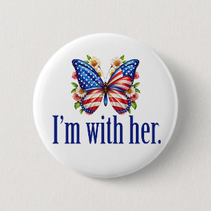 Ik ben met haar Kamala Harris voor President vlind Ronde Button 5,7 Cm