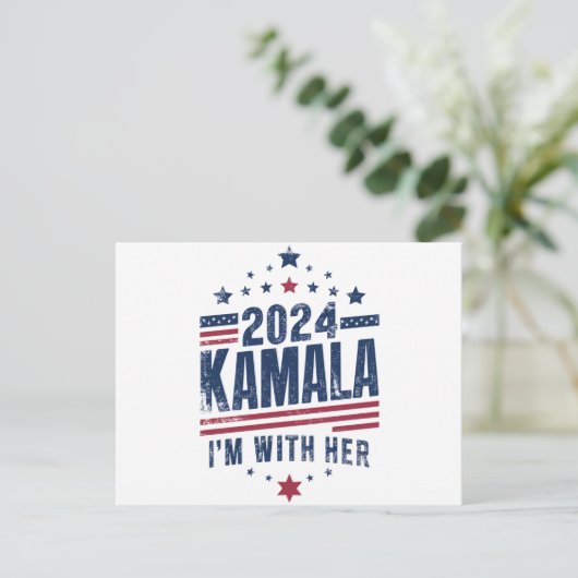 Ik ben met haar Kamala stem voor 2024 Kamala-Harri Briefkaart (Staand voorkant)