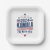 Ik ben met haar Kamala stem voor 2024 Kamala-Harri Papieren Bordje (Voorkant)
