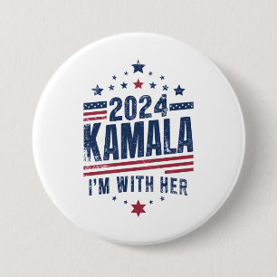 Ik ben met haar Kamala stem voor 2024 Kamala-Harri Ronde Button 7,6 Cm