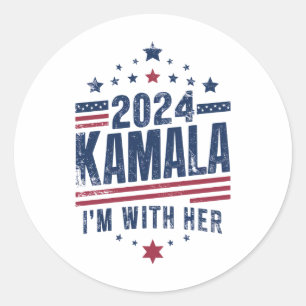 Ik ben met haar Kamala stem voor 2024 Kamala-Harri Ronde Sticker
