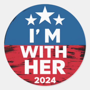 Ik ben met haar Kamala stem voor 2024 President Ka Ronde Sticker