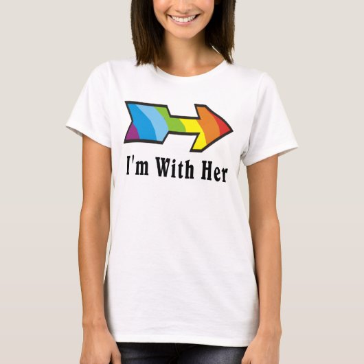 Ik ben met haar - Regenboogpijl links T-shirt (Voorkant)
