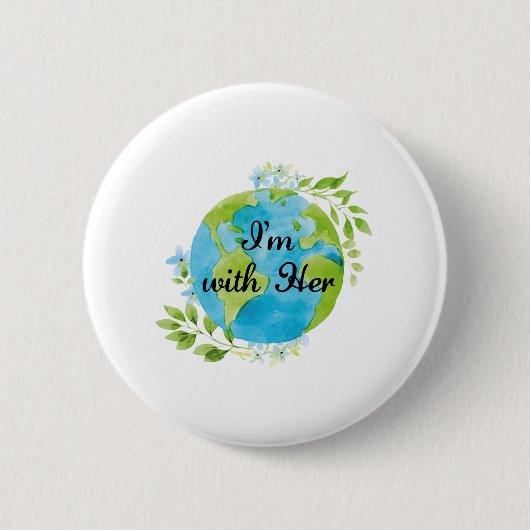 Ik ben met haar ronde button 5,7 cm (Voorkant)