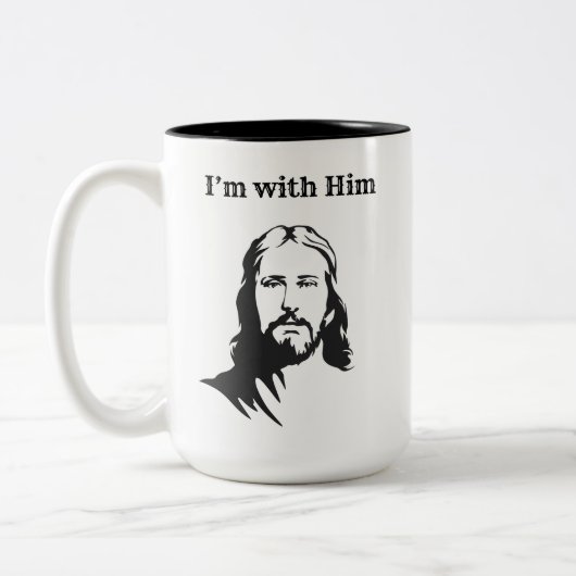 Ik ben met hem (Jezus) tweetonige koffie Mok (Links)
