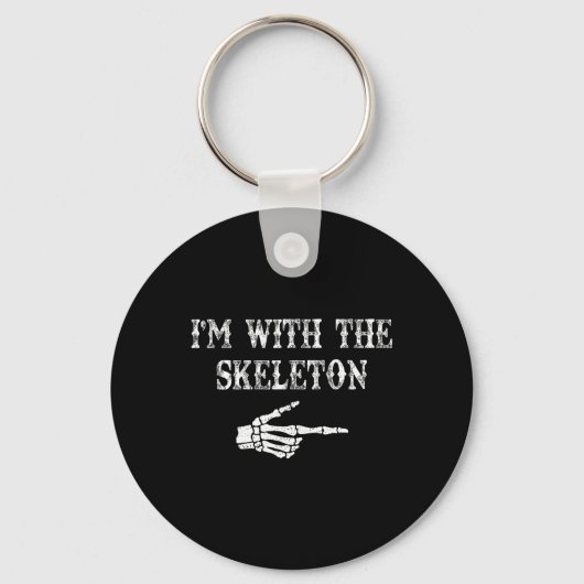 Ik ben met het Skeleton Hand Halloween paar kostuu Sleutelhanger (Voorkant)