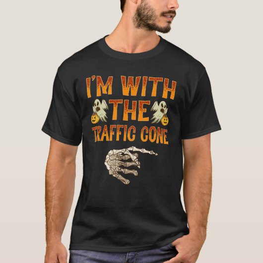 Ik ben met het Traffic Cone Shirt kostuum Hallowee (Voorkant)