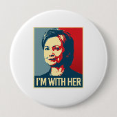 ik ben met hillary poster - -  ronde button 4,0 cm (Voorkant)